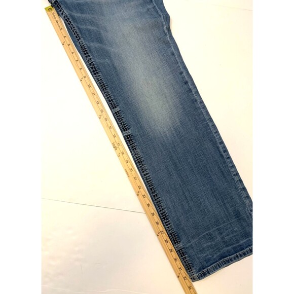 BKE Buckle Jeans Mens 34 Derek Bootleg Relaxed Whiskered Stretch Low Rise Denim - Picture 6 of 10